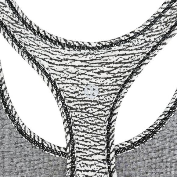 Lululemon Long Distance Tank In Sheer Luon Pebble Jacquard V1 White Black Size 6 - Picture 7 of 8